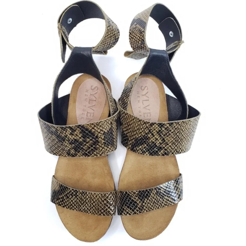 SYLVEN NEW YORK Renegade Strappy Suede Sandal In Taupe Snake Skin